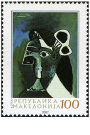 cubism painting on stamp